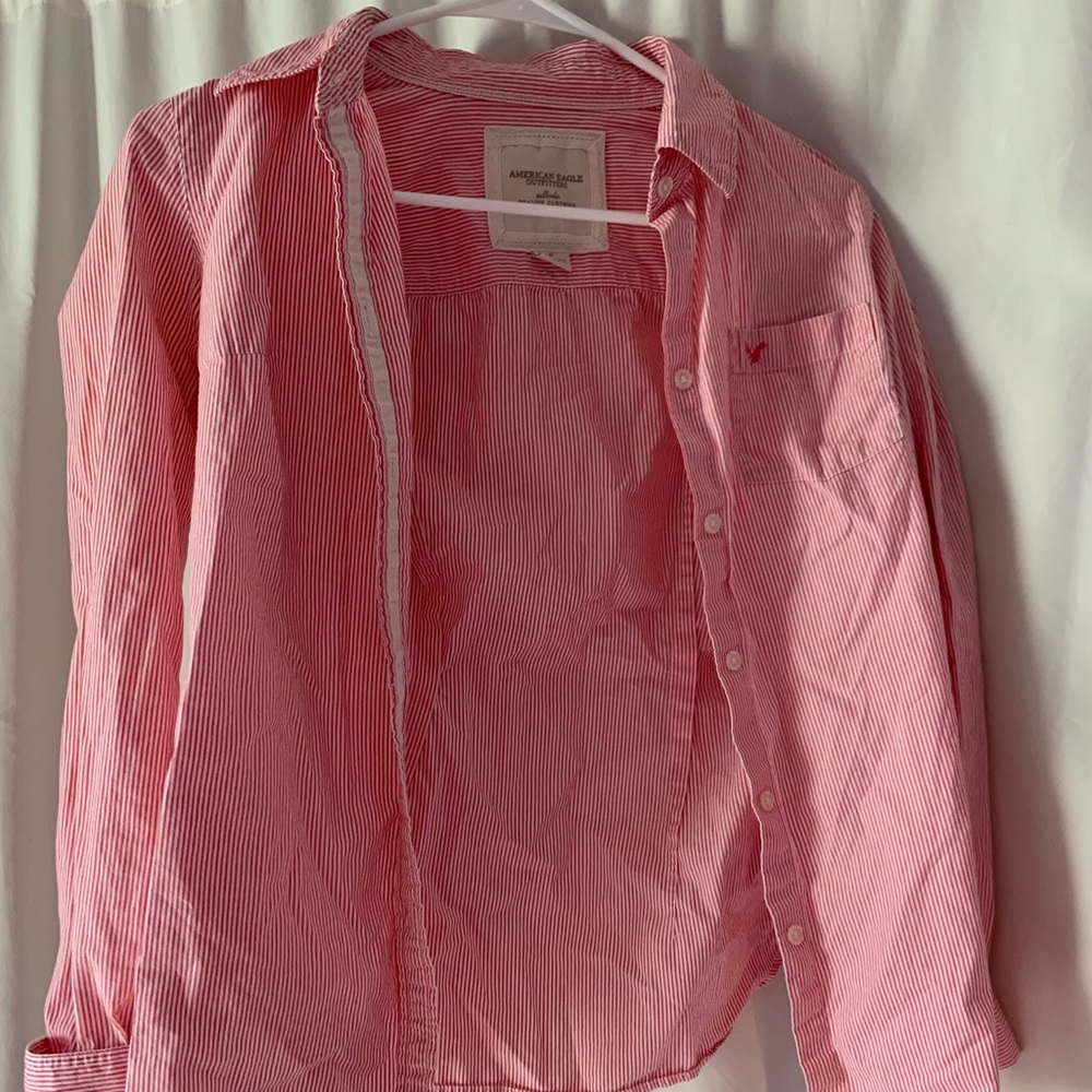 American Eagle Button Up Stipped Shirt